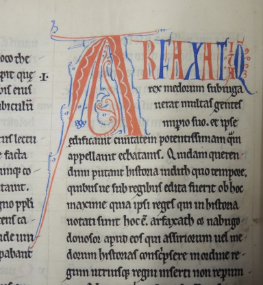 Cropped image from Ms 168 showing decorated initial A